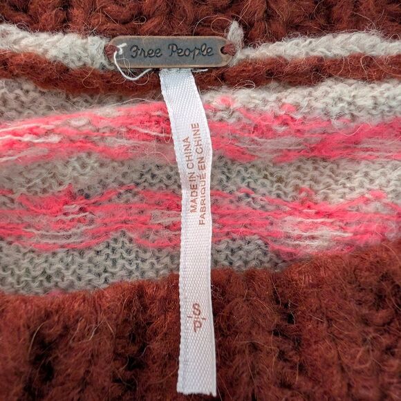 Free People Brown and Cream Nordic Crew Neck Sweater - Picture 5 of 6